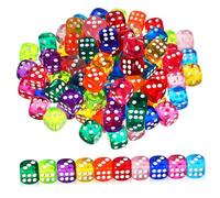 FRCOLOR 100 Piezas Dados Acrílicos Pequeños de Colores Dados Mini para Mesa Fiesta y Enseñanza Caja Portátil