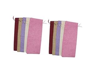 FRCOLOR 10piezas Bolsas Para Vino Tinto De Fundas De Envasado Reutilizables Cordón Disponibles Colores Como Rojo Morado Rosa y Natural Para Obsequio De Vino o Almacenamiento Casa