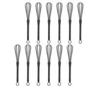 FRCOLOR 12 Batidores Pequeños de Plástico Negros para Teñir el Cabello, Mini Batidor Reutilizable de 17 X 2,5 Cm para Mezclar Tintes y Cremas en Peluquería, Herramienta