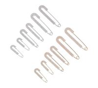 FRCOLOR 12 Broches de Seguridad con Gemas de Imitación Doble Línea 12 Piezas Oro y Plata Tamaños 4 6 y 7 Broches para Ropa Mujer Pinzas para Bufandas y Suéteres Decoración para