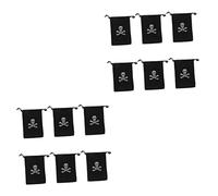 FRCOLOR 12 Piezas calavera pirata bolso de lazo de la joyería bolsa de dulces pirata saco Decoración fiesta Halloween resistente bolsa con cordón bolsa de dulces con cordón poliéster Black