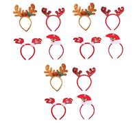 FRCOLOR 12 Piezas Diadema Navideña Sombreros De Asta De Navidad Diadema De Cuerno De Banda De Pelo De Asta De Navidad Diadema De Reno Para Niños Diadema De Navideño Tela