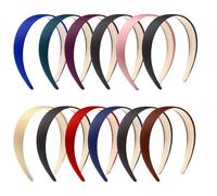 FRCOLOR 12piezas Diademas De Tela Lisa Hechas Mano Antideslizantes Flequillo De Accesorios Cabello Anchos Para Mujeres y Niñas Ocasiones Casuales