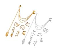 FRCOLOR 14 Piezas Conjunto Pendientes Ear sin Perforación Clips Hueso Oreja Metal Borla Dorado y Plateado para Mujer y Adolescente Uso Diario Regalo Festivo