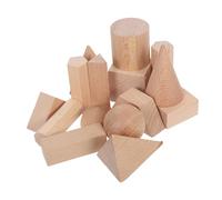 FRCOLOR 15 Piezas Bloques de Madera Geométricos de Haya Natural Sólido para Preescolar Juguetes Educativos para Enseñar Matemáticas y Desarrollo de Coordinación Manual