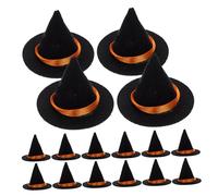 FRCOLOR 16 Piezas Mini Sombreros de Bruja Negros de Fieltro para Halloween Tapones Decorativos para Botellas de Vino Accesorios para Manualidades y Decoración de Fiesta