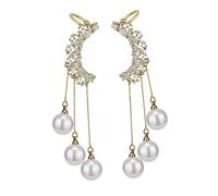 FRCOLOR 1Par Pendientes de Clip de Borlas Circonitas Joyería de Oreja No Perforada Mujeres Elegantes y Accesorios de San Valentín