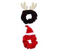FRCOLOR 2 Anillas Navideñas De Franela Para El Pelo Tocado Para Mujer Coletero De Felpa Retro Diadema De Navidad