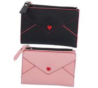 FRCOLOR 2 Carteras con Cremallera para Mujer Tarjeteros Bolsos De Mano De Cuero Carteras De Mano Pequeñas Carteras De Mano Cortas De Poliuretano