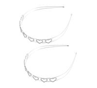 FRCOLOR 2 Diademas Gruesas con Forma de Cupido para Mujer Diadema con Forma de Corazón Y Diamantes de Imitación Diadema de Metal de Doble Capa para Fiesta de Bodas