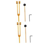 FRCOLOR 2 Juegos diapasón herramienta horquilla instrumento diapasones Tenedor de sintonización martillo de afinación sintonizador con martillo aleación de aluminio Golden