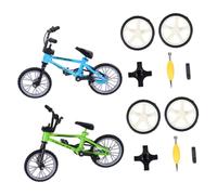 FRCOLOR 2 Juegos Mesa Mini Bicicleta de Aleación para Dedos Juguete de Movimiento Manual Azul y Verde Decoración y Entretenimiento Educativo