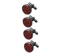 FRCOLOR 2 Pares Gemelos de Madera para Camisas de Francés de Cufflinks Redondos Accesorios Elegantes para Ocasiones Especiales y