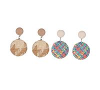 FRCOLOR 2 Pares Pendientes Étnicos de Tejida para Mujer de Aretes Vintage Colores Mi y Accesorios de Joyería para Ocasiones Diarias