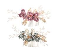 FRCOLOR 2 Pcs Peinetas de Boda Flores y Perlas, Accesorios para Pelo Elegantes y Ligeros para Novias y Acompañantes en Bodas