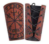 FRCOLOR 2 Piezas Accesorios para muñequeras Vikingo de Piel Brazalete de Caballero Medieval Disfraz Medieval Accesorios Medievales muñequeras vikingas Cuero PU Light Brown