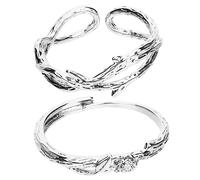 FRCOLOR 2 Piezas Anillo de de rosas par de anillos de dedo anillos de promesa de anillos a juego para parejas anillos Anillos de promesa masculinos aleación Plata