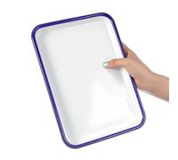 FRCOLOR 2 Piezas Bandeja para Hornear Resistente al Desgaste de Esmalte Blanco, Sartén Rectangular para Horno Multifuncional de 26x18 Cm, Adecuado para Repostería y Asados