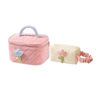 FRCOLOR 2 Piezas Bolsa Maquillaje Portátil Rosa para Mujer Neceser Viaje con Gran Capacidad Organizador Cosméticos Multifunción con Esencial para y Almacenamiento Diario