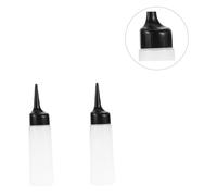 FRCOLOR 2 piezas Botellas para Tinte de Cabello Envases Rellenable de Plástico Duradero con Boca Oblicua para Aplicación Fácil Salones Botellas de Champú y Negro y