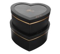 FRCOLOR 2 Piezas Cajas de Forma de para San Valentín con Ventana Transparente Cajas Negras para Flores y Presentes para Decorar y Sorprender Ocasiones Especiales