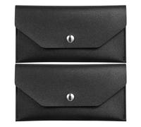 FRCOLOR 2 Piezas Cartera Tipo sobre Reutilizable para Mujeres, Organizador de Dinero Cuero Sintético PU Negro, Billetera Delgada para Presupuesto y Gestión Financiera Diaria