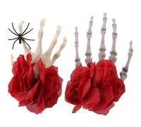 FRCOLOR 2 piezas Clips de Pelo Halloween con Mano Esqueleto y Rosa Accesorios para Niñas Decoración para Disfraces y Fiestas Temáticas