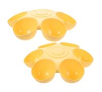 FRCOLOR 2 Piezas Cuenco para Mascotas de Diseño Floral de Seis Divisiones | Plástico Amarillo, Apto para Perro y Gato, Diseño de Seis Compartimentos, Formato Compacto