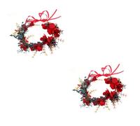FRCOLOR 2 Piezas de navidad tiara guirnaldas navideñas coronas navideñas diadema de fiesta de bodas diadema de flores de diadema de navidad tocado floral tela rojo