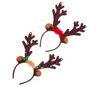 FRCOLOR 2 Piezas Diadema Con Brillo De Asta Aro De Pelo De Asta De Navidad Diademas Navideñas Para Adultos Tocado Navideño De Astas De Ciervo Diadema De Asta De Reno Brown Paño