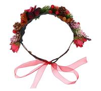FRCOLOR 2 Piezas diadema de asta coronas de flores navideñas para diadema de boda decoração christmas decor broche de pelo de piña tocado de fiesta decorativo tela rojo