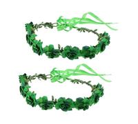 FRCOLOR 2 Piezas Diadema de Flores Artificiales Verde para Mujer Guirnalda Boho de Tela para Fiesta Irlandesa Accesorios Fotográficos de Floral para Eventos y Celebraciones