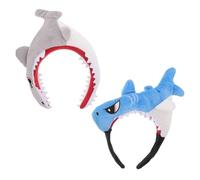 FRCOLOR 2 piezas Diadema Mujer Diseño Divertido Accesorio Original para Maquillaje Lavado Facial y Spa Banda Cabello Caricatura Gris y Azul para Eventos Sociales