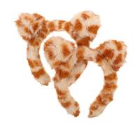 FRCOLOR 2 piezas Diadema Orejas Gato Peluda Estampado Ligera para Spa Maquillaje Cuidado Facial Mujer Niñas