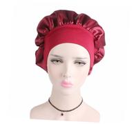 FRCOLOR 2 piezas Gorros de Dormir Satén Elásticos Anchos para Mujer y Niña Unidades Protección Anticaída Color Vino Rojo
