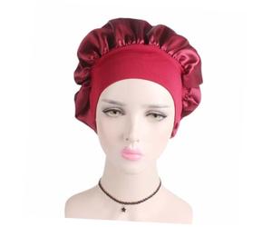 FRCOLOR 2 piezas Gorros de Dormir Satén Elásticos Anchos para Mujer y Niña Unidades Protección Anticaída Color Vino Rojo