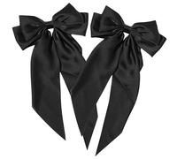 FRCOLOR 2 Piezas horquilla de lazo clips cepillo de pelo redondo gran pinzas para el cabello con lazo y perlas pasadores de pelo para niñas Cinta para el pelo aleación Black