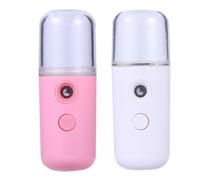 FRCOLOR 2 Piezas Humidificador Portátil Nano Spray de Niebla Atomizador Facial Hidratante para Piel Seca Dispositivo Cilíndrico Ligero y Recargable Blanco y Rosa para Cuidado Diario