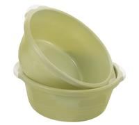 FRCOLOR 2 Piezas Lavabo Portátil Palangana para Lavarse los Pies de Plástico, Mediano 30cm, Verde, Antideslizante, Multifuncional, para Cocina y Baño