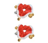 FRCOLOR 2 Piezas Lazo De Pelo Navideño Pelo Elástico De Vacaciones Cuerda Elástica Para El Cabello De Navidad Cintas Para El Cabello Para Niñas Gomas Para Las Fiestas Vellón De Coral Rojo