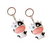 FRCOLOR 2 piezas Llavero LED Vaca Colgante Decorativo Creativo para Bolsa y Llaves Diseño Caricatura Ligero y Resistente Accesorio Original para Regalo