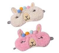 FRCOLOR 2 piezas Máscara de Ojos de Peluche para Dormir Suave y para y Descanso Bloqueo de Luz Color Beige y Rosa