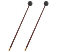 FRCOLOR 2 Piezas Mazos para Percusión de Madera de Sándalo Rojo Mazos Largos para Vacío con Cabeza de Goma para Música y Práctica Profesional