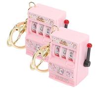 FRCOLOR 2 Piezas Mini Juguetes De Máquinas Tragamonedas Ranura Pequeño Llave Maquina De Creativo Diminuto Fiesta para Novedad Retro Rosa Metal