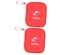 FRCOLOR 2 Piezas Minibotiquín De Primeros Auxilios Organizador De Pastillas De Viaje Bolsa De Medicina Bolsas De Primeros Auxilios Con Cremallera Botiquín De Viaje Píldora Tela Oxford Rojo