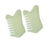 FRCOLOR 2 piezas Peine de Masaje de Jade Natural Unidades Herramienta para Raspar Gua Sha Estimula Circulación Alivia Tensión Muscular Cuidado Capilar y Facial Uso Cuello Espalda y