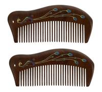 FRCOLOR 2 Piezas Peine De Sándalo Desenredador De Barba Peine Afro Para Recoger Barba Herramienta De Peluquería Para El Cabello Con Aroma a Sándalo De Masaje Retro s