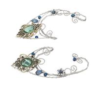 FRCOLOR 2 Piezas Pendientes Verde con Cristal Pendientes de Duende sin Perforación Ligero y Cómodo para Bodas y Eventos Joyería Elegante para Mujeres y Damas de Honor