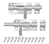 FRCOLOR 2 Piezas Pestillo Deslizante Color Plata de Acero Inoxidable Diseño Versátil y Seguridad Mejorada para Puertas y Cobertizos Adecuado para Puertas Exteriores