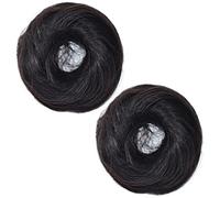 FRCOLOR 2 Piezas Postizo De Moño Desordenado Para Cabello Natural, Extension Donut Ajustable, Coleteros Sintéticos Para Mujeres, Uso Diario y Fitness